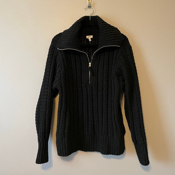 NWT Aerie Cable Car Quarter Zip Sweater Black Chenille size S - Picture 5 of 13